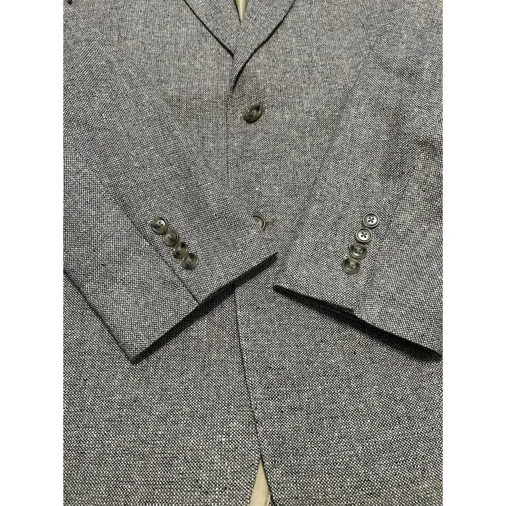 Meeting Street Mens 42L 100% Silk Blazer Gray Tan‎ Tweed Sports Coat Work Jacket